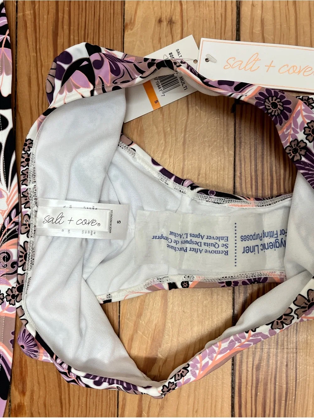 Salt + Cove Purple, Peach & Black Paisley Tankini Set